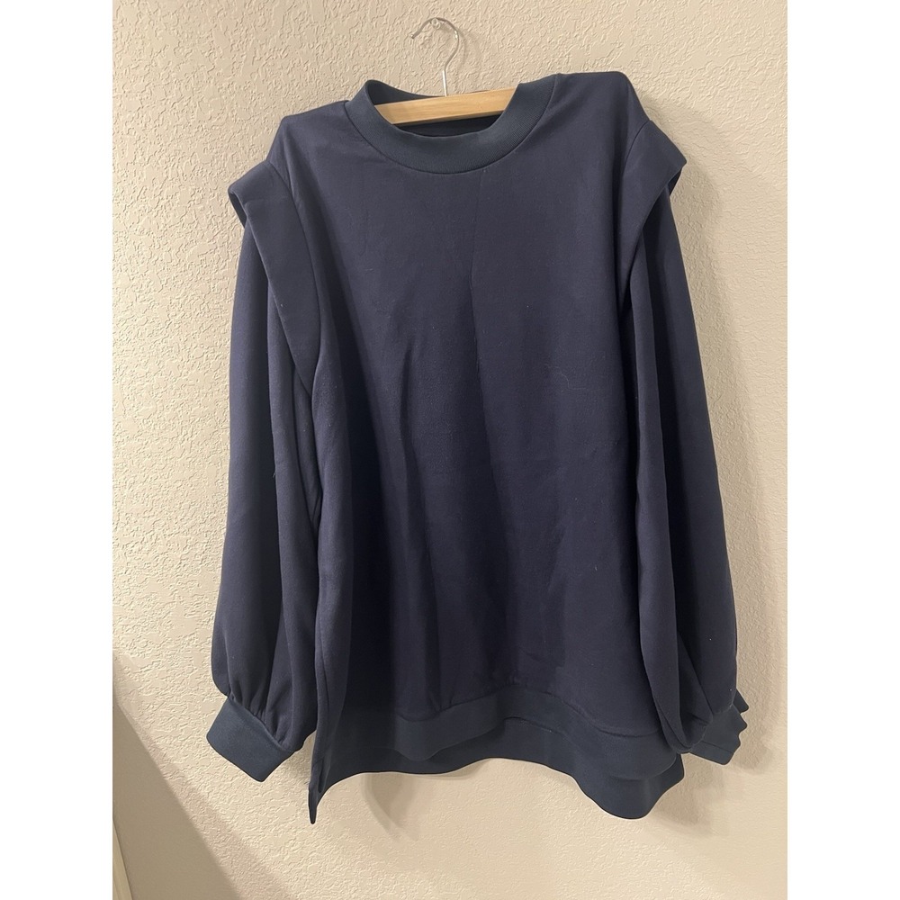 TED BAKER Womens Oversized Sweatshirt Jumper Size 5 Navy Blue Viscose